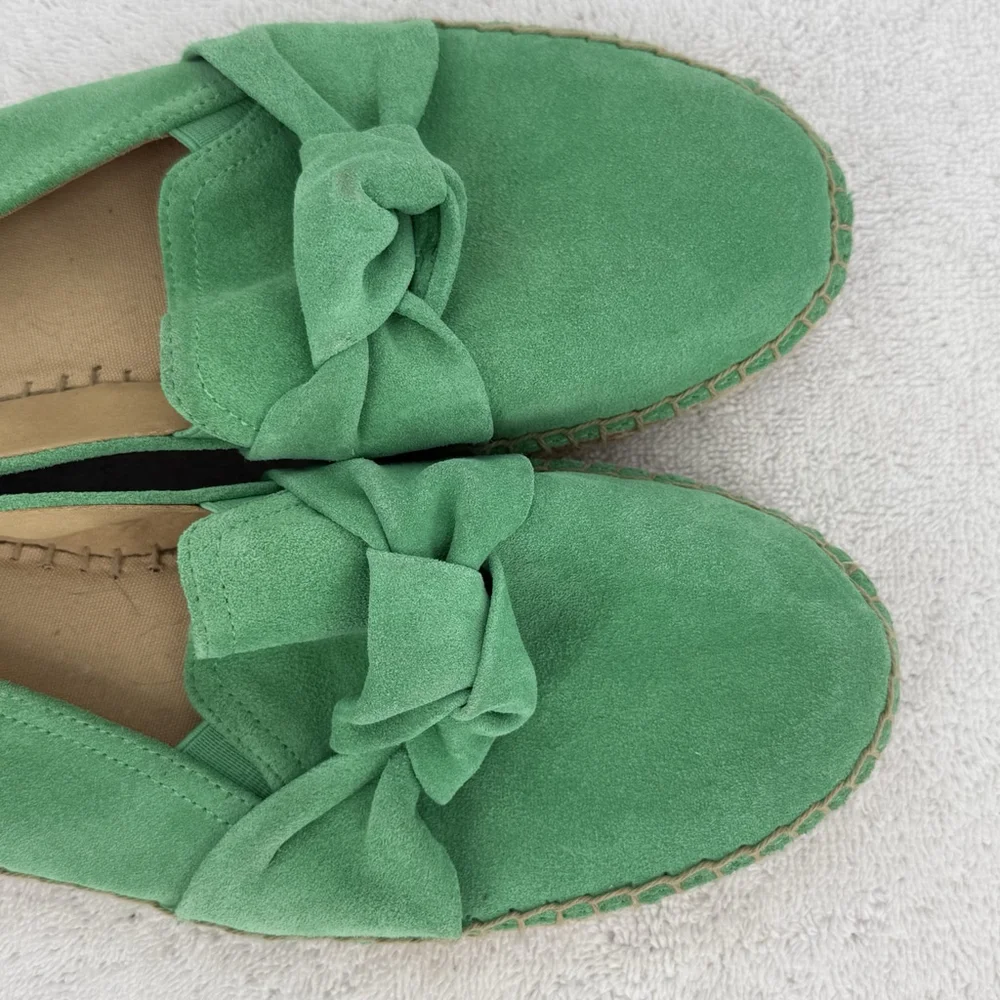 Talbots Izzy Knot Green Suede Espadrilles Women’s Size 10.5
